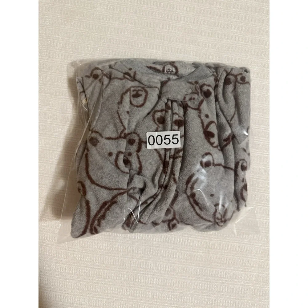 Just One You by Carter's Bear‎ Print Gray Fleece Zip One Piece Sleepwear 18M
